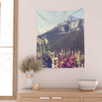 Mountain Wildflowers - Banff Nature, Landscape Photography Wall Tapestry Gallery Image 2