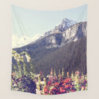Mountain Wildflowers - Banff Nature, Landscape Photography Wall Tapestry Gallery Image 4