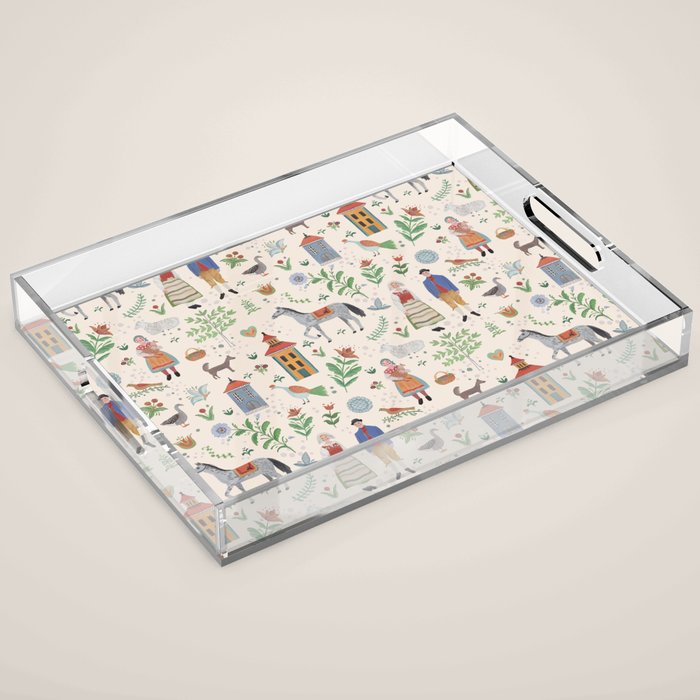 Swedish Folk Art Acrylic Tray Gallery Image 1