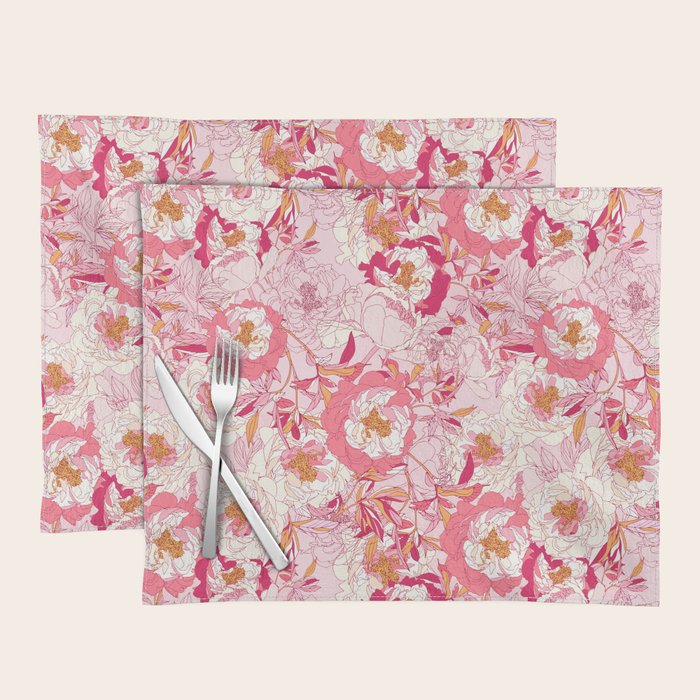 Pink flowers of peonies Placemat Gallery Image 1