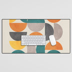 Teal Orange Semicircles Modern Yellow Gray Artwork Desk Mat Gallery Image 1