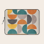 Teal Orange Semicircles Modern Yellow Gray Artwork Laptop Sleeve Gallery Image 1