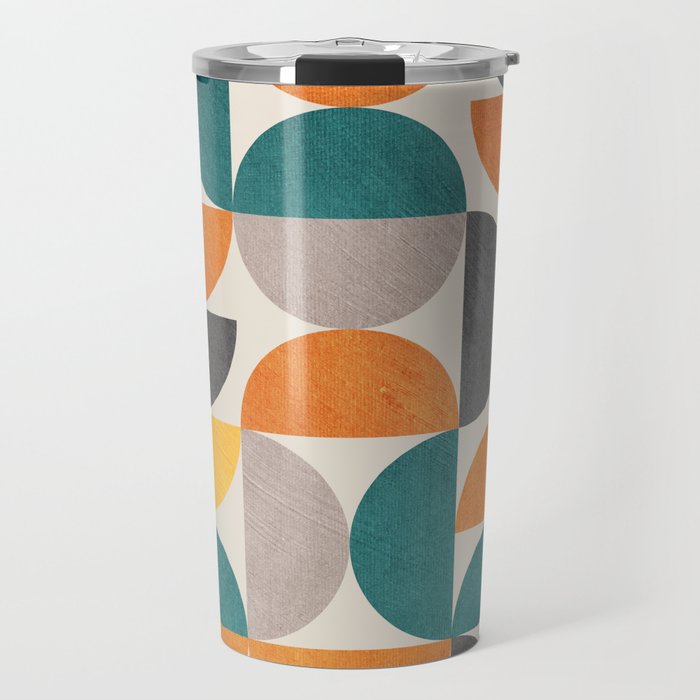 Teal Orange Semicircles Modern Yellow Gray Artwork Travel Mug Gallery Image 1