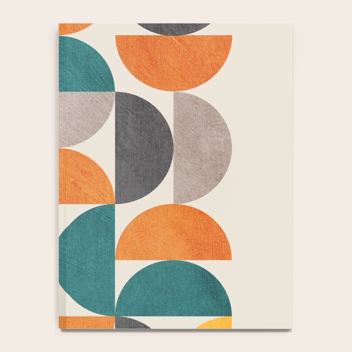 Teal Orange Semicircles Modern Yellow Gray Artwork Notebook Gallery Image 4