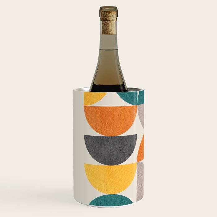 Teal Orange Semicircles Modern Yellow Gray Artwork Wine Chiller Gallery Image 2