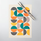 Teal Orange Semicircles Modern Yellow Gray Artwork Wrapping Paper Gallery Image 1