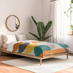Teal Orange Semicircles Modern Yellow Gray Artwork Comforter Gallery Image 2