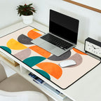 Teal Orange Semicircles Modern Yellow Gray Artwork Desk Mat Gallery Image 2
