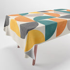 Teal Orange Semicircles Modern Yellow Gray Artwork Tablecloth Gallery Image 1