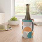 Teal Orange Semicircles Modern Yellow Gray Artwork Wine Chiller Gallery Image 4