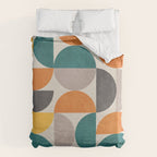 Teal Orange Semicircles Modern Yellow Gray Artwork Duvet Cover Gallery Image 6