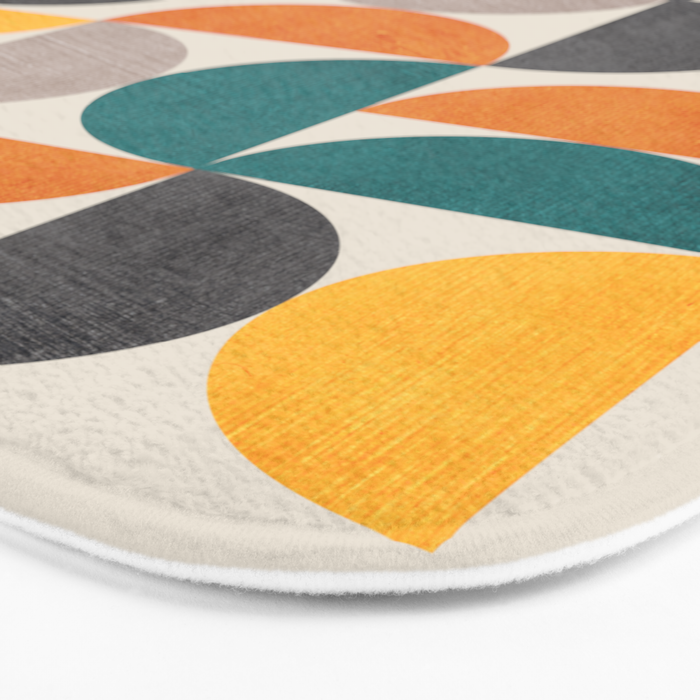 Teal Orange Semicircles Modern Yellow Gray Artwork Bath Mat Gallery Image 3