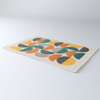 Teal Orange Semicircles Modern Yellow Gray Artwork Rug Gallery Image 3