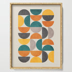 Teal Orange Semicircles Modern Yellow Gray Artwork Serving Tray Gallery Image 1