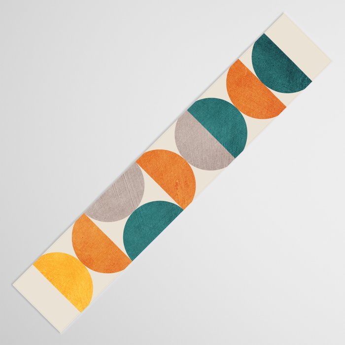 Teal Orange Semicircles Modern Yellow Gray Artwork Table Runner Gallery Image 3