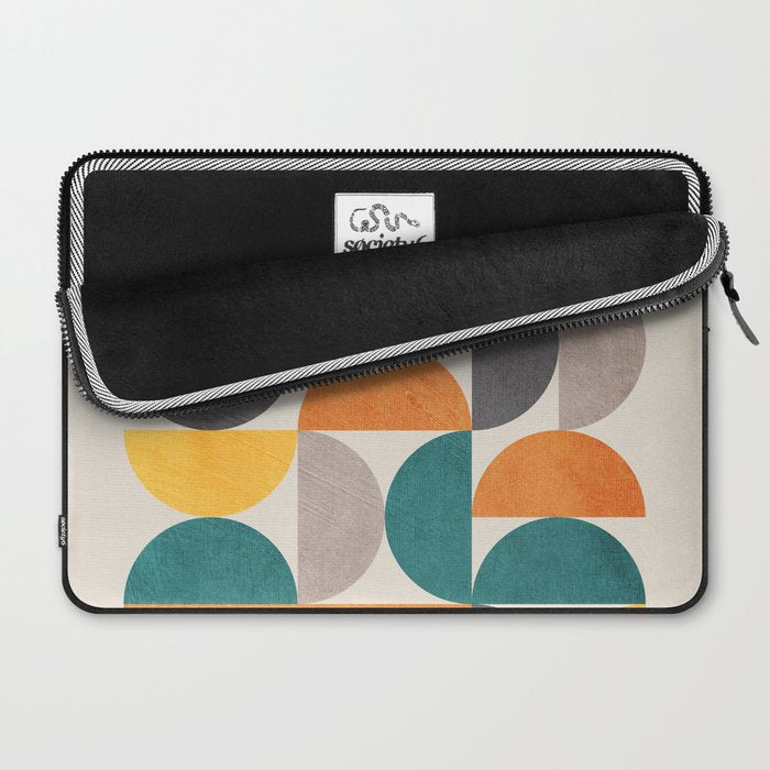 Teal Orange Semicircles Modern Yellow Gray Artwork Laptop Sleeve Gallery Image 2