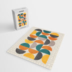 Teal Orange Semicircles Modern Yellow Gray Artwork Jigsaw Puzzle Gallery Image 2