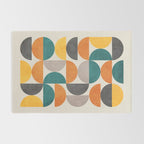 Teal Orange Semicircles Modern Yellow Gray Artwork Rug Gallery Image 2