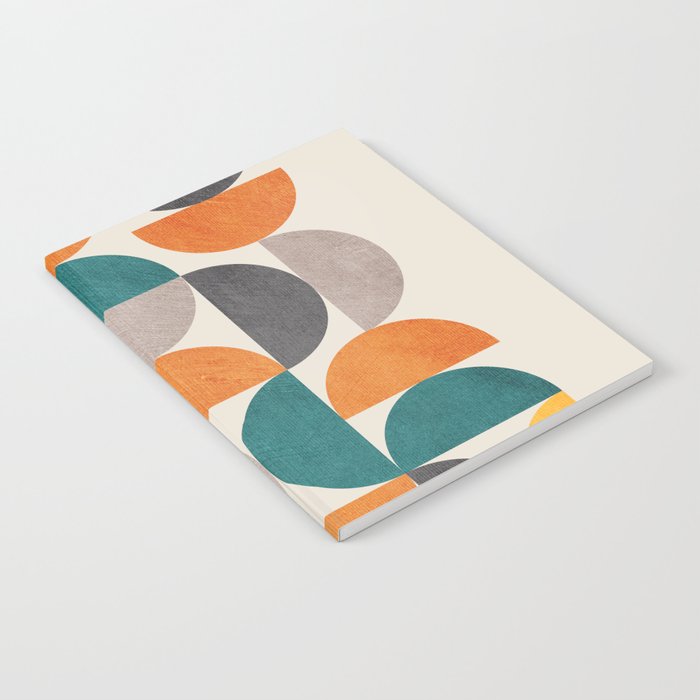 Teal Orange Semicircles Modern Yellow Gray Artwork Notebook Gallery Image 2