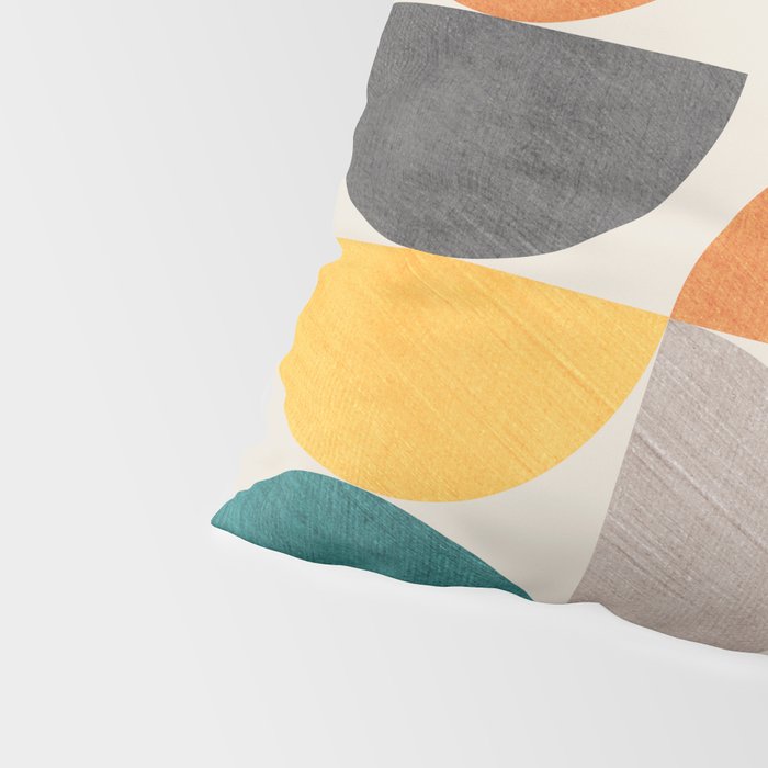 Teal Orange Semicircles Modern Yellow Gray Artwork Pillow Sham Gallery Image 4