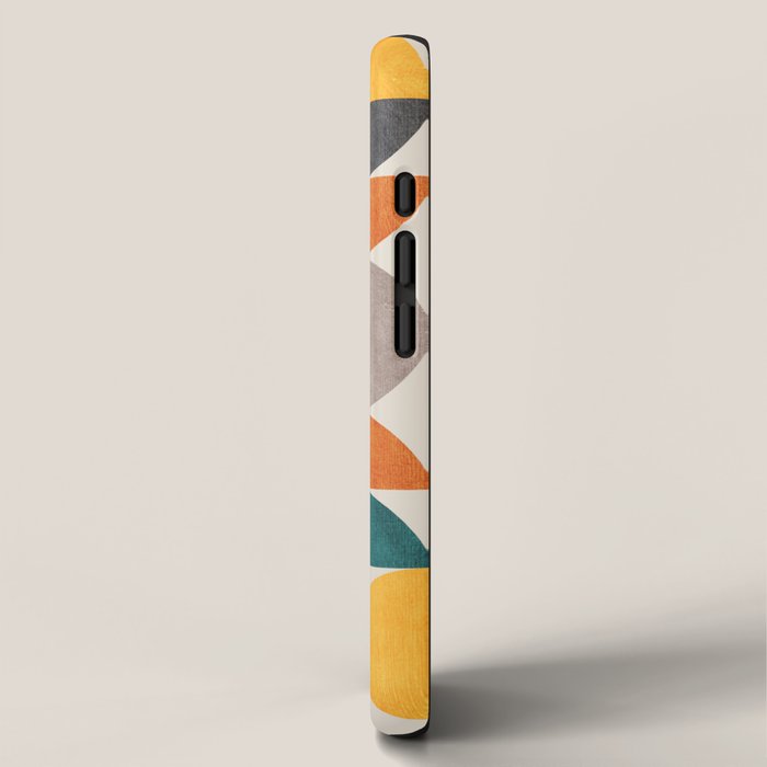 Teal Orange Semicircles Modern Yellow Gray Artwork iPhone Case Gallery Image 2