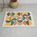 Teal Orange Semicircles Modern Yellow Gray Artwork Rug Gallery Image 1