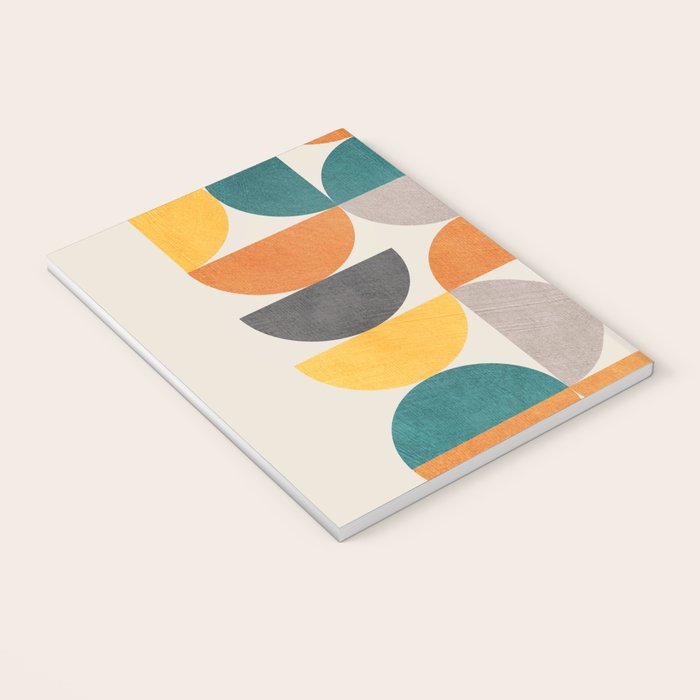 Teal Orange Semicircles Modern Yellow Gray Artwork Notebook Gallery Image 3