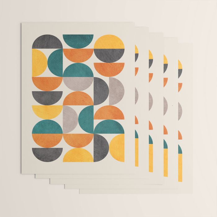 Teal Orange Semicircles Modern Yellow Gray Artwork Wrapping Paper Gallery Image 3