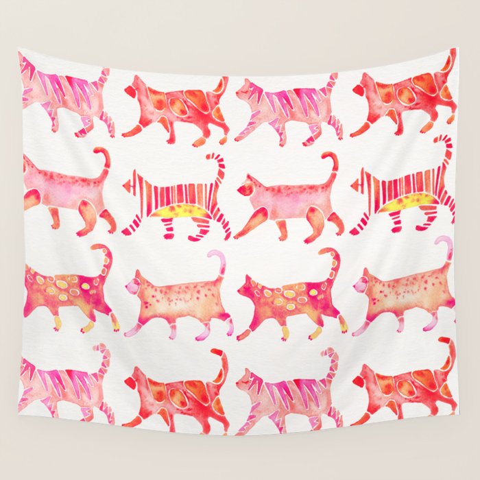 Cat Collection - Pink Palette Wall Tapestry Gallery Image 1