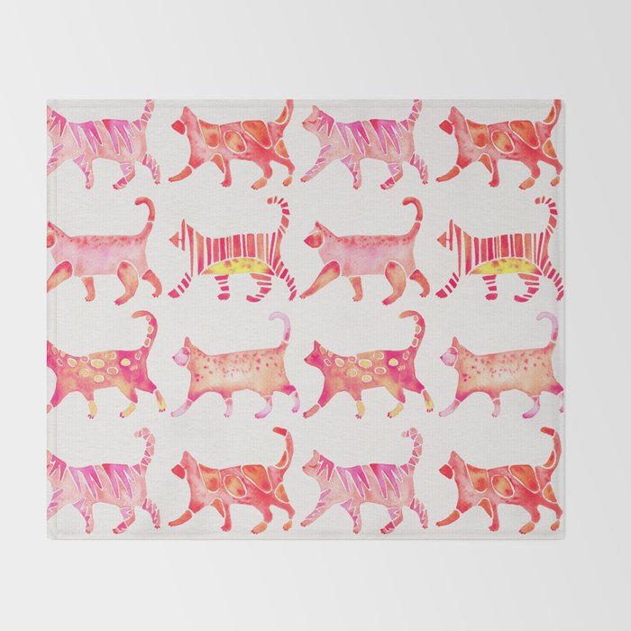 Cat Collection - Pink Palette Throw Blanket Gallery Image 2