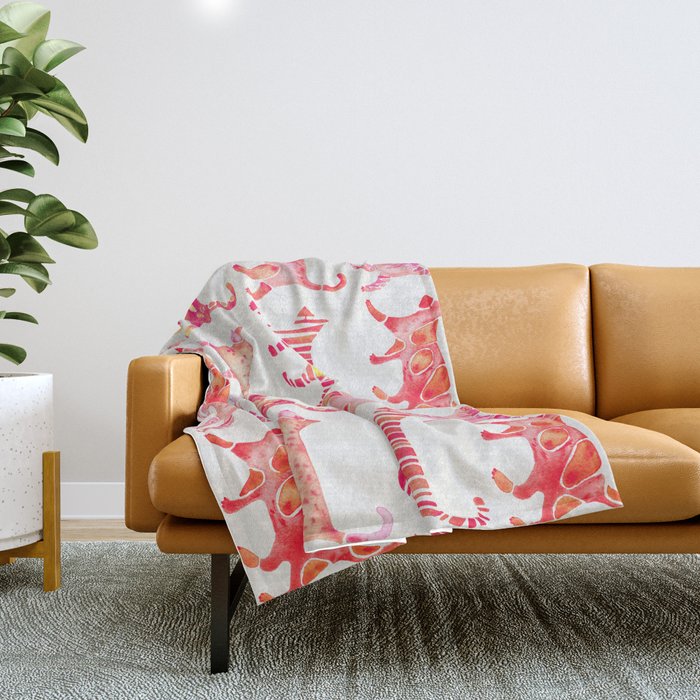 Cat Collection - Pink Palette Throw Blanket Gallery Image 1