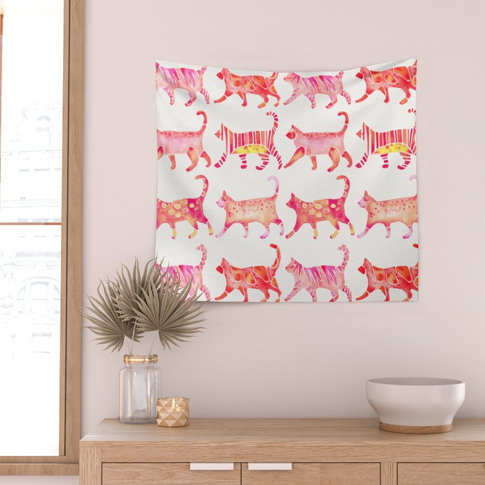 Cat Collection - Pink Palette Wall Tapestry Gallery Image 2
