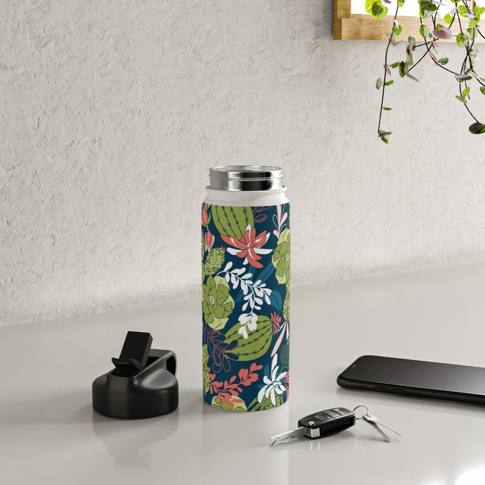 Succulent Garden Navy Water Bottle Gallery Image 4