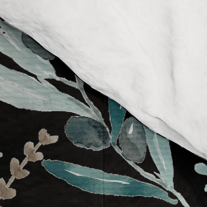 Black Eucalyptus Leaves Pattern Comforter Gallery Image 4