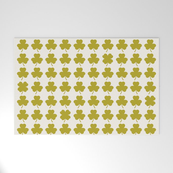 Clovers XIX Chartreuse Botanical Pattern Welcome Mat Gallery Image 1
