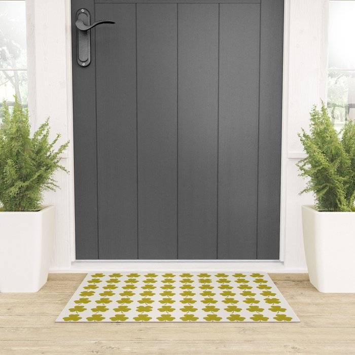 Clovers XIX Chartreuse Botanical Pattern Welcome Mat Gallery Image 3