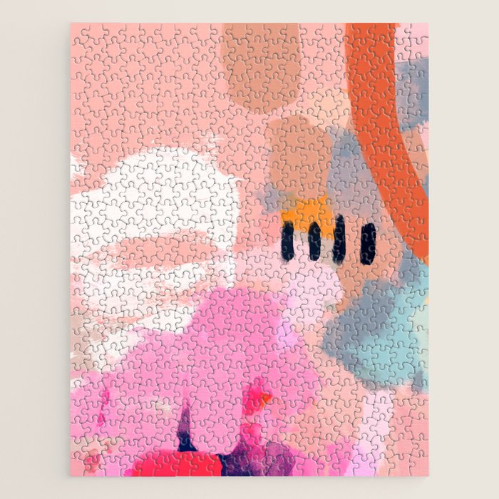 pink peach in terracotta abstract Jigsaw Puzzle Gallery Image 1