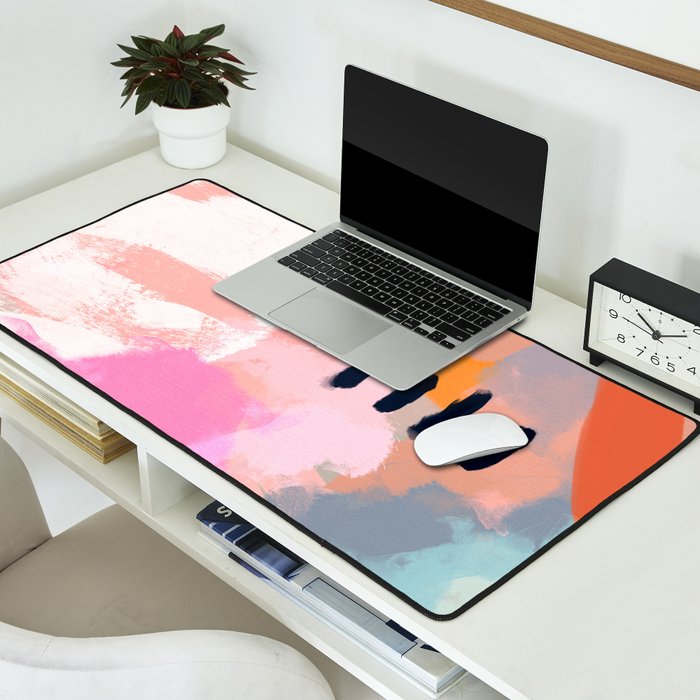 pink peach in terracotta abstract Desk Mat Gallery Image 2