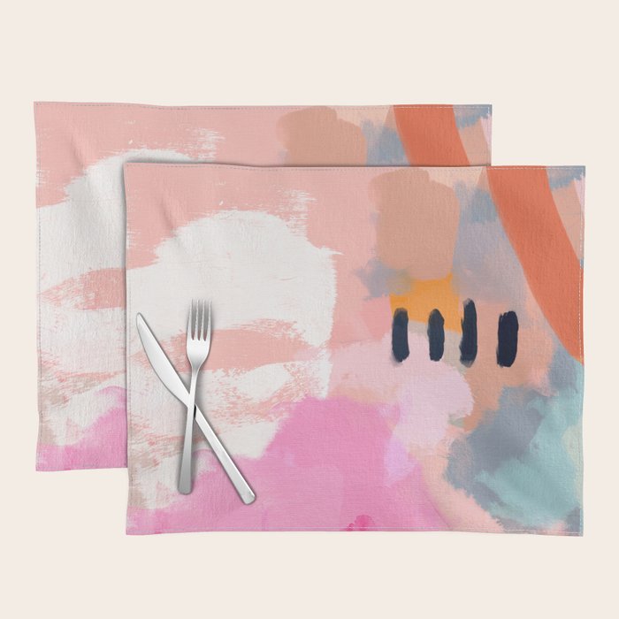 pink peach in terracotta abstract Placemat Gallery Image 1