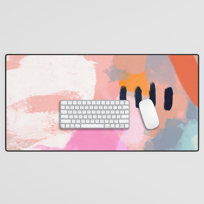 pink peach in terracotta abstract Desk Mat Gallery Image 1