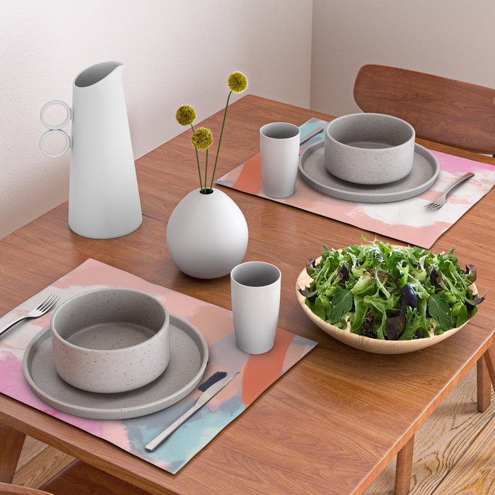 pink peach in terracotta abstract Placemat Gallery Image 2