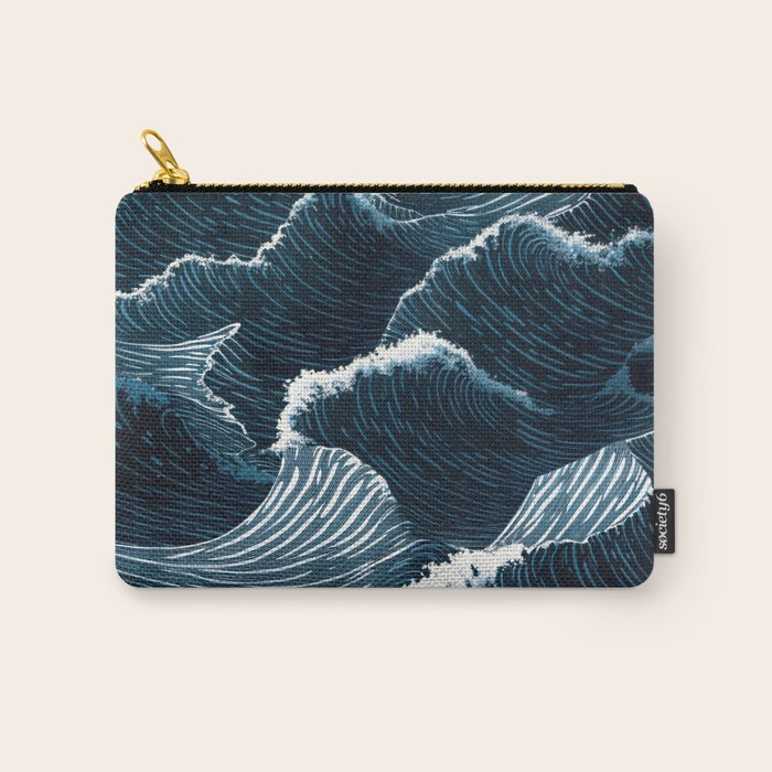 Japandi Wall Art Wabi Sabi Print Mid century Modern Navy Blue Art Minimalist Japanese Art Ocean art  Carry All Pouch Gallery Image 1