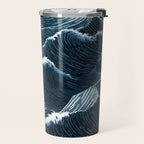 Japandi Wall Art Wabi Sabi Print Mid century Modern Navy Blue Art Minimalist Japanese Art Ocean art  Travel Mug Gallery Image 2