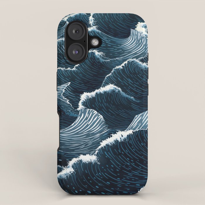 Japandi Wall Art Wabi Sabi Print Mid century Modern Navy Blue Art Minimalist Japanese Art Ocean art  iPhone Case Gallery Image 1