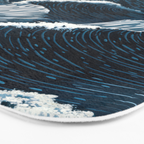 Japandi Wall Art Wabi Sabi Print Mid century Modern Navy Blue Art Minimalist Japanese Art Ocean art  Bath Mat Gallery Image 3