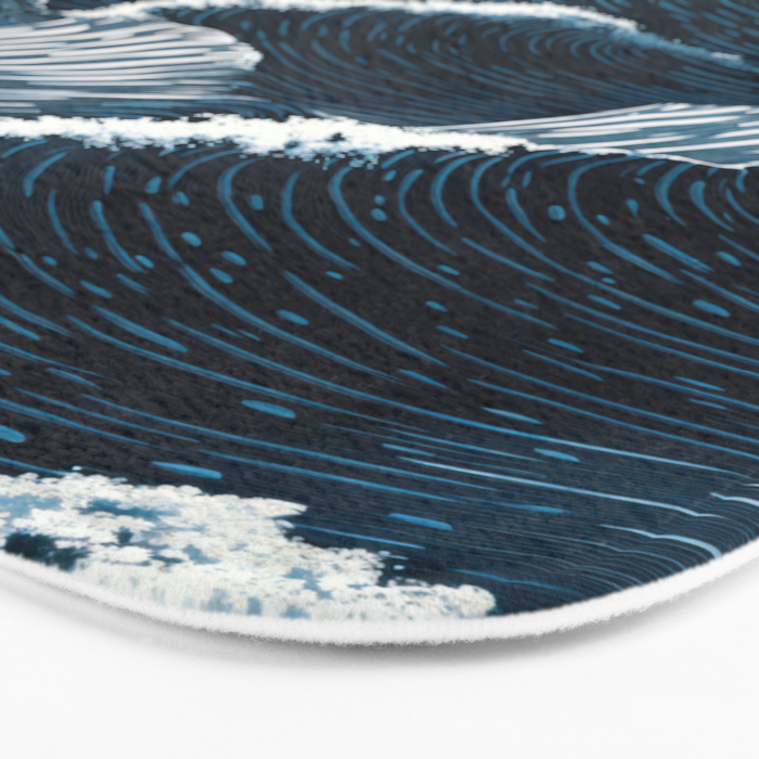 Japandi Wall Art Wabi Sabi Print Mid century Modern Navy Blue Art Minimalist Japanese Art Ocean art  Bath Mat Gallery Image 3