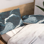Japandi Wall Art Wabi Sabi Print Mid century Modern Navy Blue Art Minimalist Japanese Art Ocean art  Pillow Sham Gallery Image 2