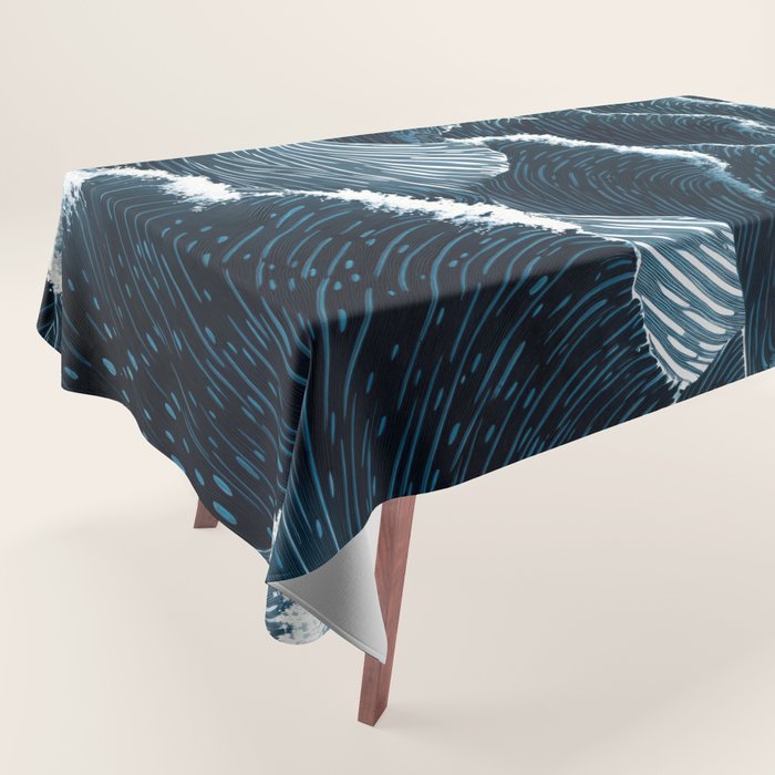 Japandi Wall Art Wabi Sabi Print Mid century Modern Navy Blue Art Minimalist Japanese Art Ocean art  Tablecloth Gallery Image 1