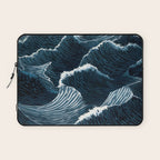 Japandi Wall Art Wabi Sabi Print Mid century Modern Navy Blue Art Minimalist Japanese Art Ocean art  Laptop Sleeve Gallery Image 1