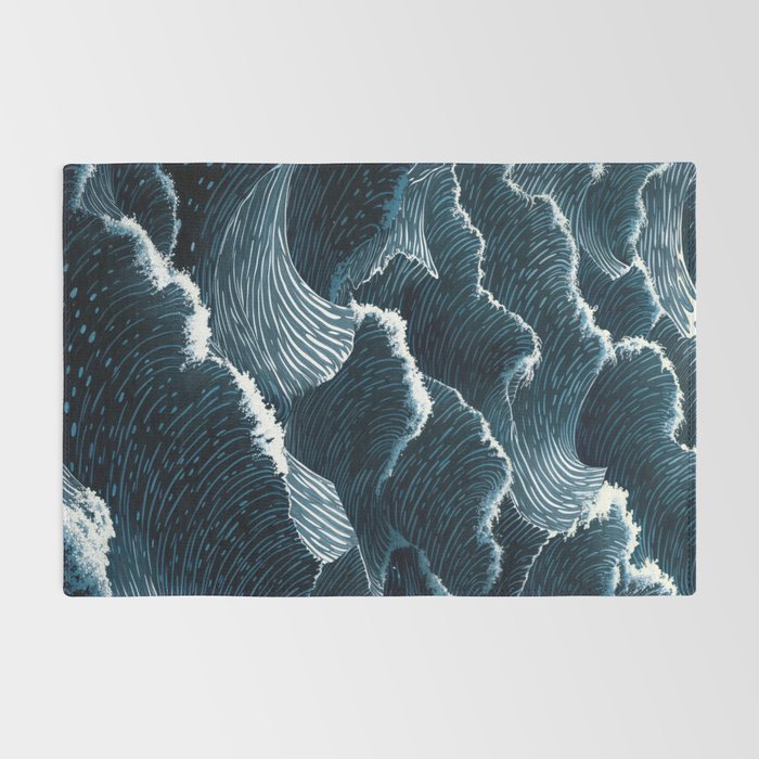 Japandi Wall Art Wabi Sabi Print Mid century Modern Navy Blue Art Minimalist Japanese Art Ocean art  Rug Gallery Image 2